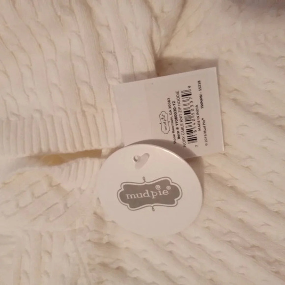 Mud Pie Cable Knit Zip Hoodie - 6-12M - NWT - Picture 3 of 5